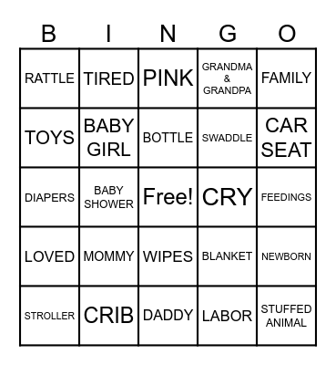 BABY GIRL Bingo Card