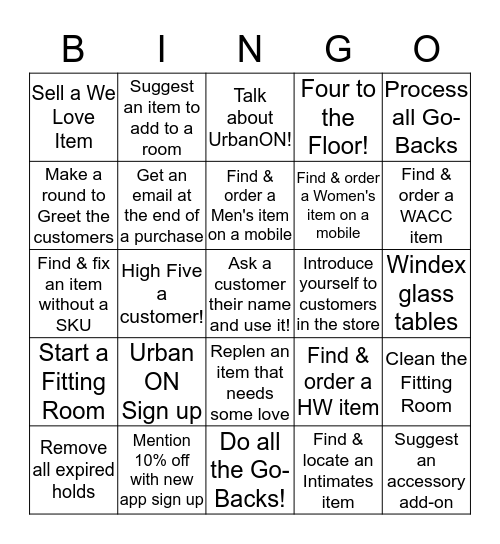 Urban Bingo Card
