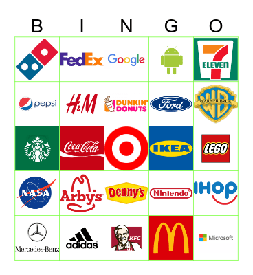 Famous Brands/Logos Bingo Card