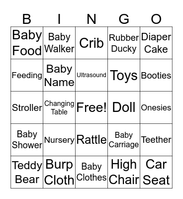 Antonia's Baby Shower Bingo Card