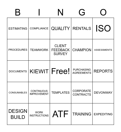 KSN QUALITY WEEK 2023 Bingo Card