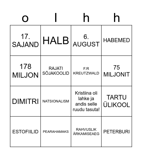 yur Bingo Card