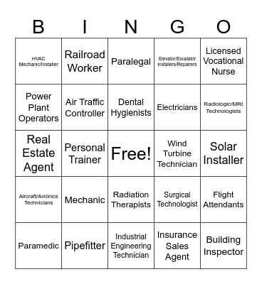 Career Bingo Card
