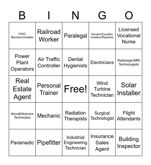 Career Bingo Card