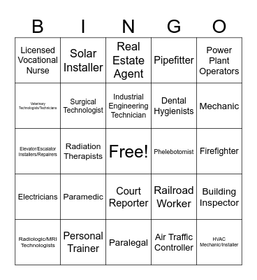 Career Bingo Card