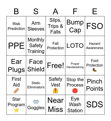 Safety BINGO Card