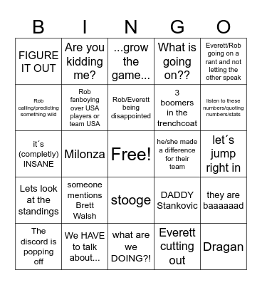 9x9 Podcast Bingo Card