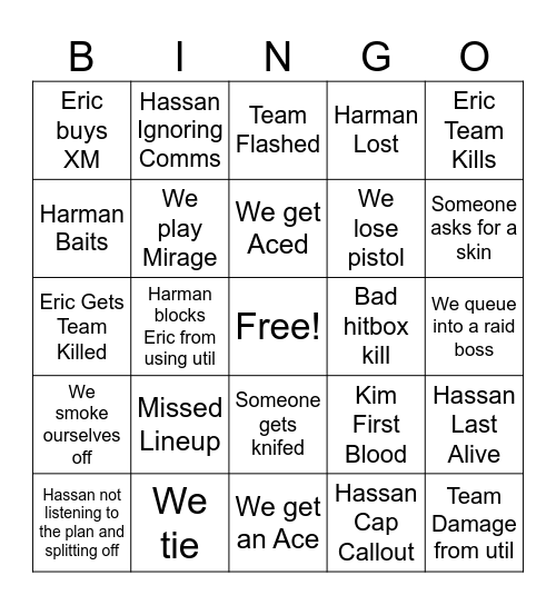 CS2 Bingo Card