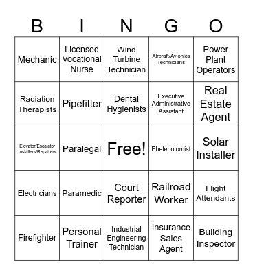 Career Bingo Card