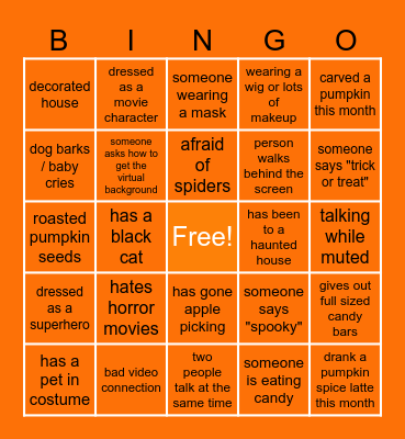 Virtual Halloween Bingo Card