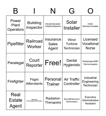 Career Bingo Card