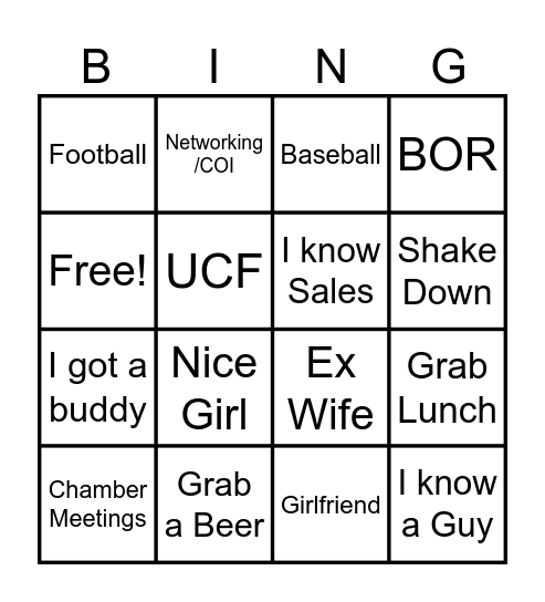 Johnny Camaro Bingo Card