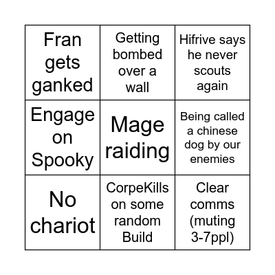 ZvZ BINGO Card