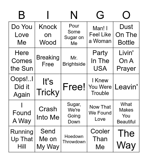 General Music 2 Bingo Card
