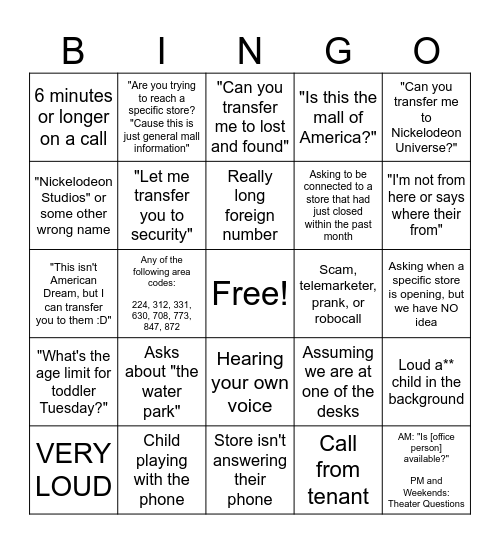 Phone Ops Bingo Card