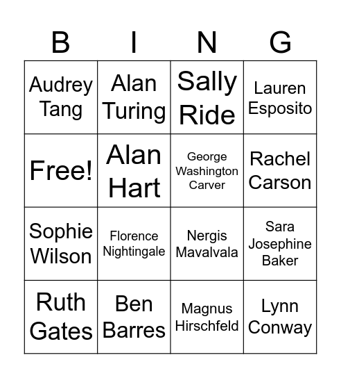 LGBTQ+ Innovators in STEM Bingo Card