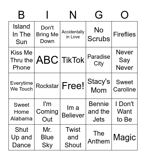 General Music 3 Bingo Card