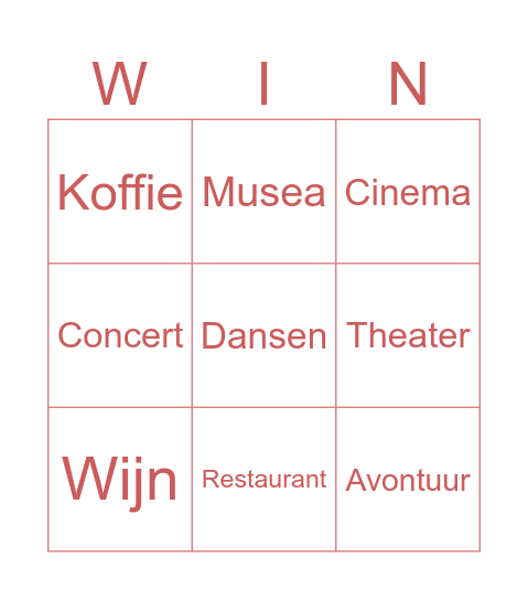 Date Bingo Card