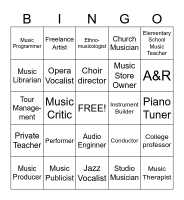 Careers in Music Bingo Card