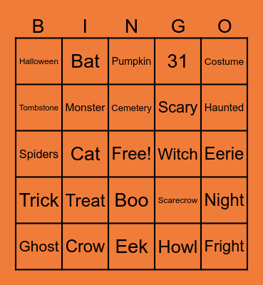 Halloween Bingo Card