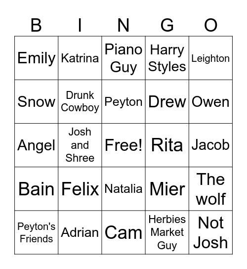 People Who Haunt Us Bingo Card