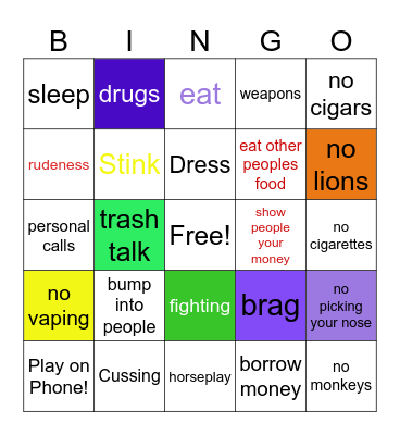 NOT AT WORK! Bingo Card