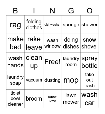 Daily Living Bingo Card