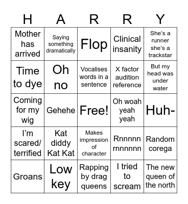 Harry bingo Card