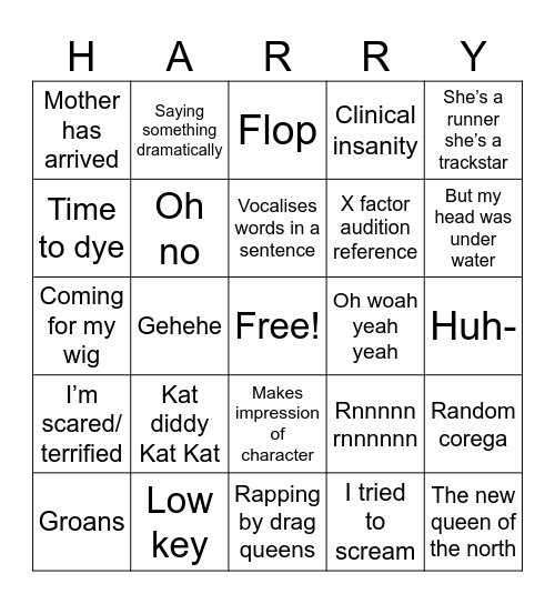 Harry bingo Card