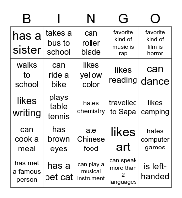 Diversity Bingo Card