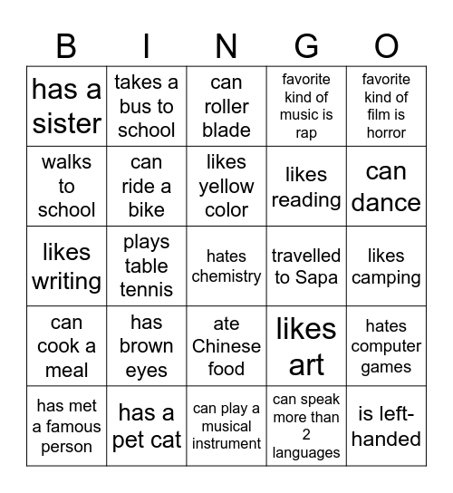 Diversity Bingo Card