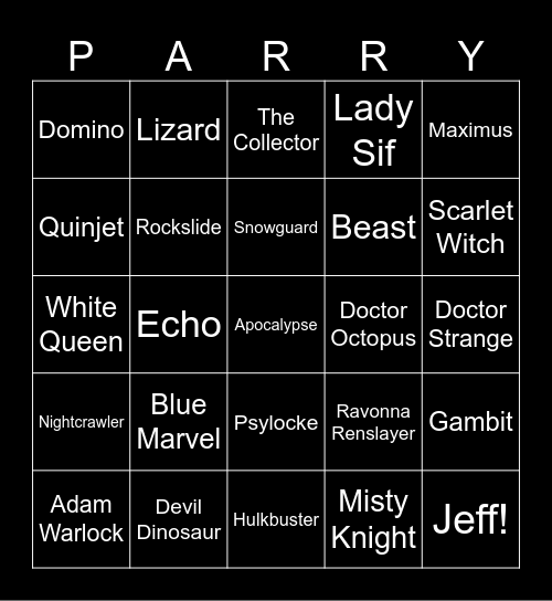 Parry's Marvel Snap BINGO Card