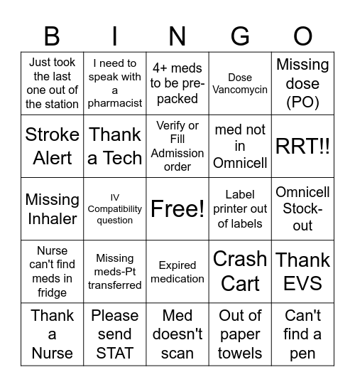 Happy Pharmacy week Bingo Card