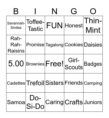 Girl Scouts Bingo Card