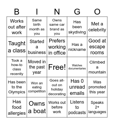 ASAP Icebreaker Bingo Card