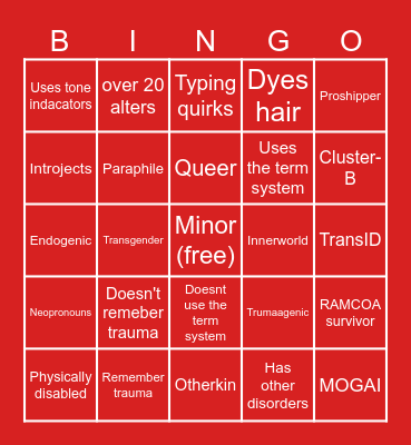 DID "fakers" (from what ive gatherd) Bingo Card