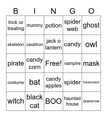 Halloween Bingo Card