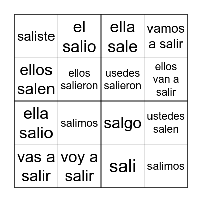 Salir Bingo Card