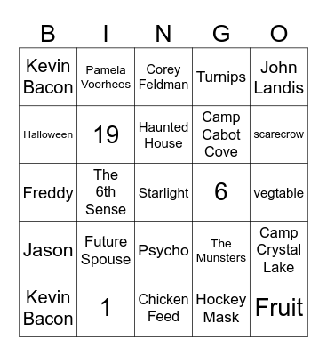 Friday The 13th Trivia Bingo Card
