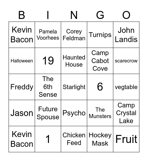 Friday The 13th Trivia Bingo Card