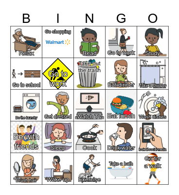 ESL - Daily Routines - from ESL Library Bingo Card