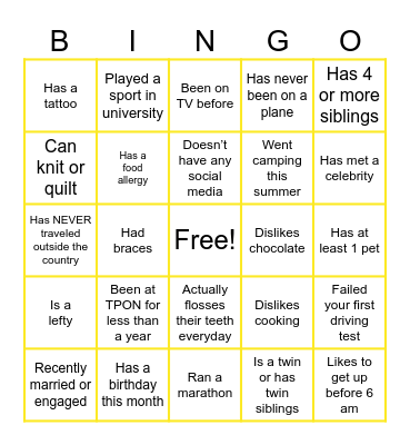 Virtual Icebreaker Bingo Card