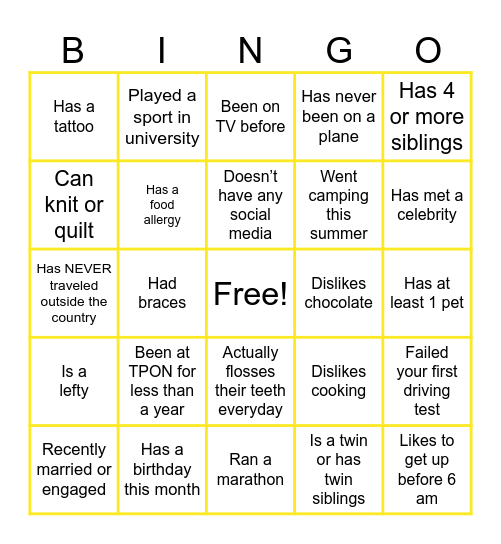 Virtual Icebreaker Bingo Card