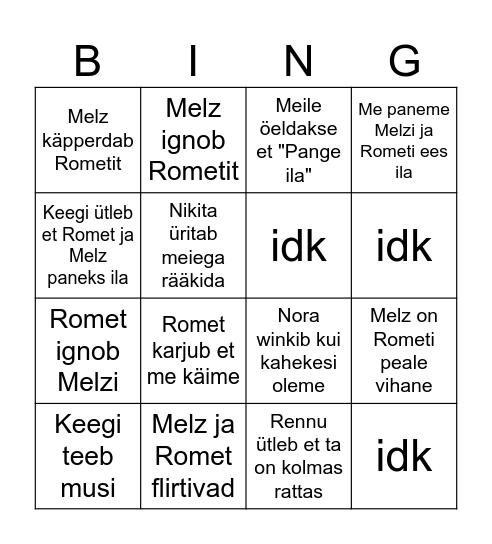 klassi bingo Card