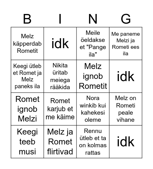 klassi bingo Card