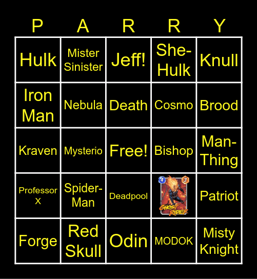 @ParryManilow Marvel Snap Bingo Card