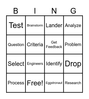 Engineering Process Bingo Card