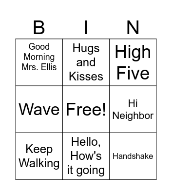 Greetings Bingo Card