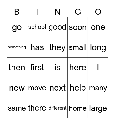 Sight Words 10_13 Bingo Card