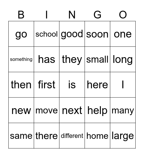 Sight Words 10_13 Bingo Card